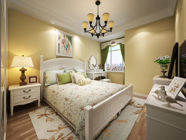 另一间房也以土黄为基调色，搭配的颜色是地中海经典的白色，也给人一种舒适温馨的感觉。